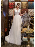 Ivory Lace Tulle V Back Enchanted Wedding Dress
